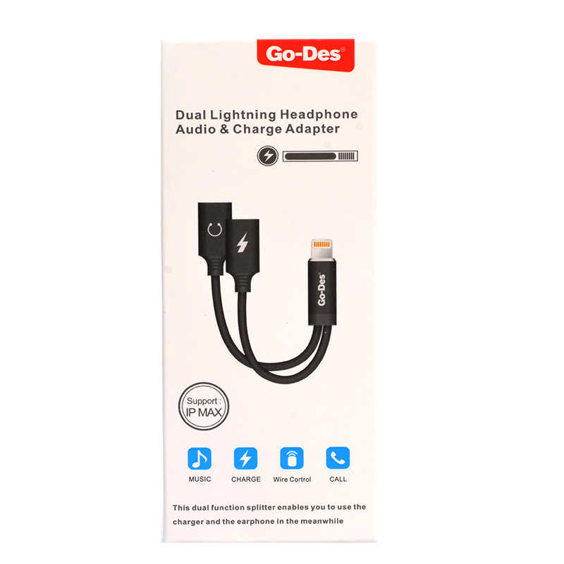 Go Des GD-UC11 Dual Lightning Headphone Audio & Charge Adaptör