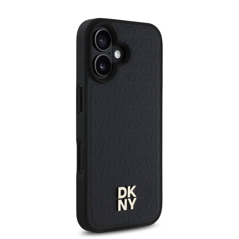 Apple iPhone 16 Kılıf DKNY Orjinal Lisanslı Magsafe Şarj Özellikli 3D Yazılı Repeat Pattern Kapak