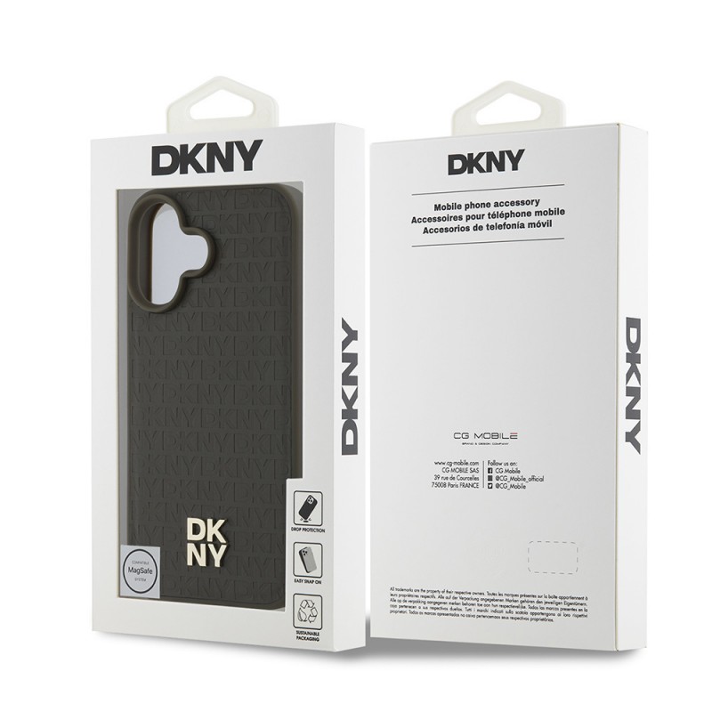 Apple iPhone 16 Kılıf DKNY Orjinal Lisanslı Magsafe Şarj Özellikli 3D Yazılı Repeat Pattern Kapak