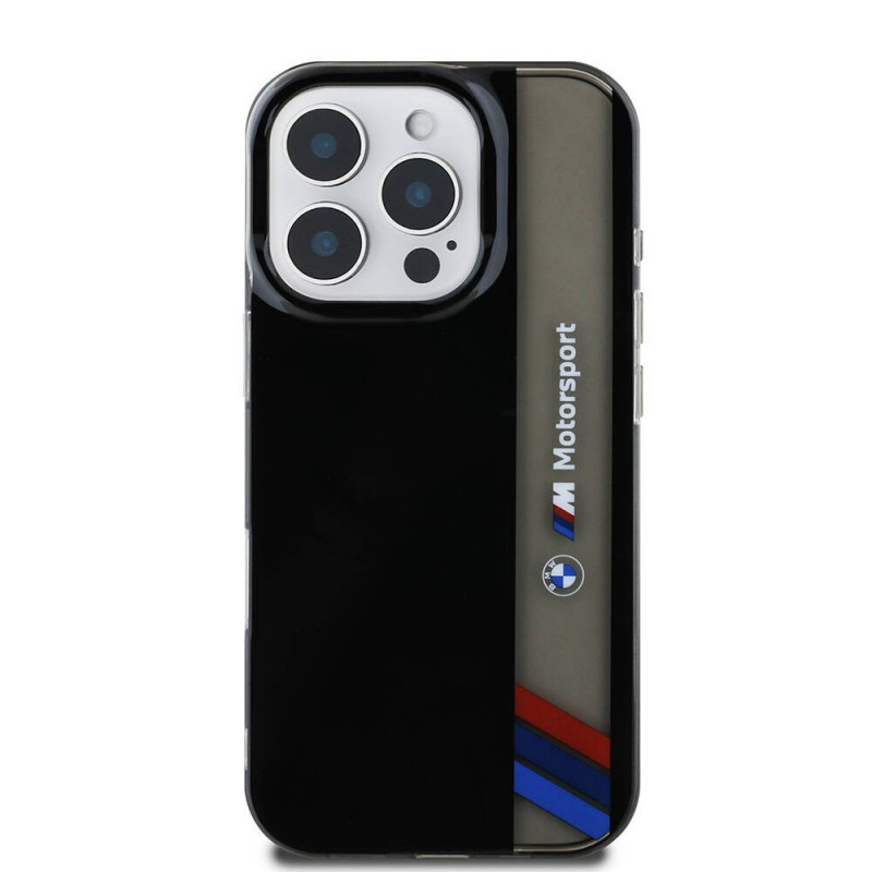 Apple iPhone 16 Pro Kılıf BMW Orjinal Lisanslı M Logolu Üç Renk Çizgili Motorsport Vertical Stripe Kapak