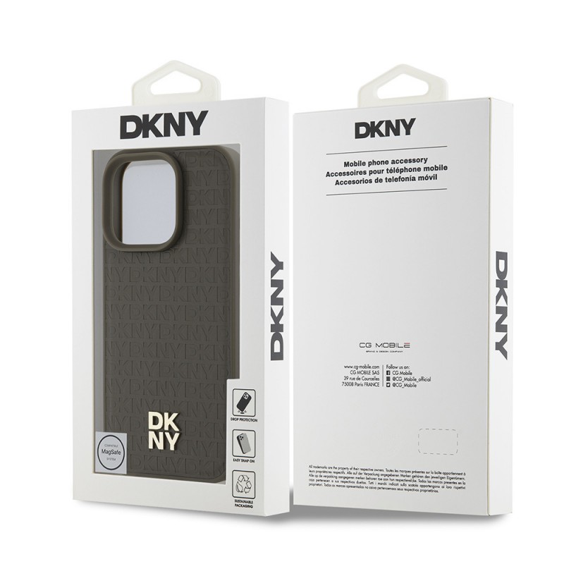 Apple iPhone 16 Pro Kılıf DKNY Orjinal Lisanslı Magsafe Şarj Özellikli 3D Yazılı Repeat Pattern Kapak