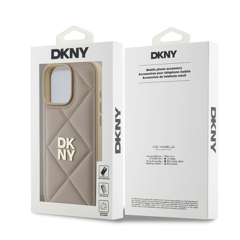 Apple iPhone 16 Pro Max Kılıf DKNY Orjinal Lisanslı Kapitone Tasarımlı Metal Logolu Deri Kapak