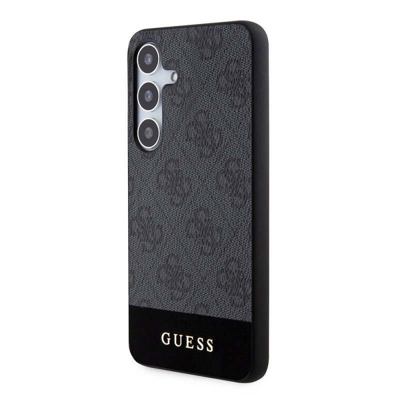 Galaxy S24 Kılıf Guess Orjinal Lisanslı PU Deri Şerit Logo Dizaynlı Kapak