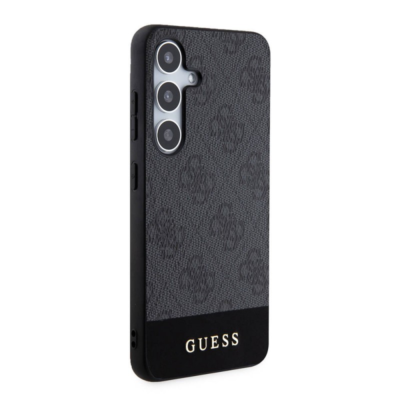 Galaxy S24 Kılıf Guess Orjinal Lisanslı PU Deri Şerit Logo Dizaynlı Kapak