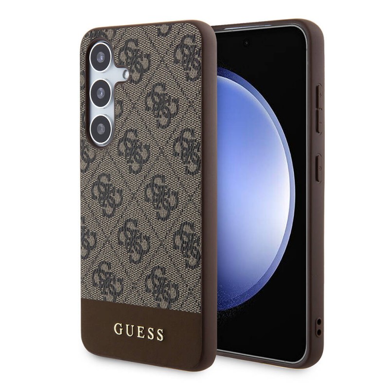 Galaxy S24 Kılıf Guess Orjinal Lisanslı PU Deri Şerit Logo Dizaynlı Kapak