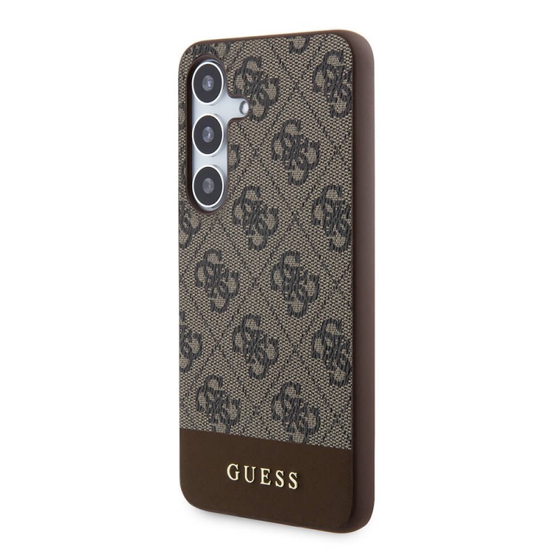 Galaxy S24 Kılıf Guess Orjinal Lisanslı PU Deri Şerit Logo Dizaynlı Kapak