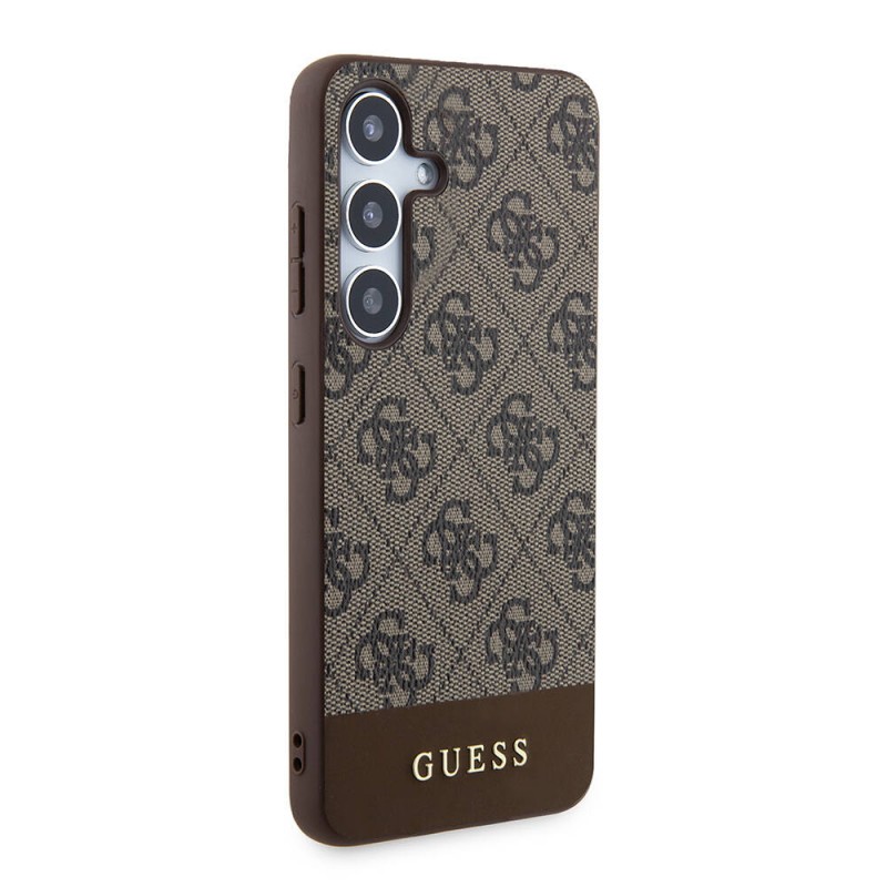 Galaxy S24 Kılıf Guess Orjinal Lisanslı PU Deri Şerit Logo Dizaynlı Kapak