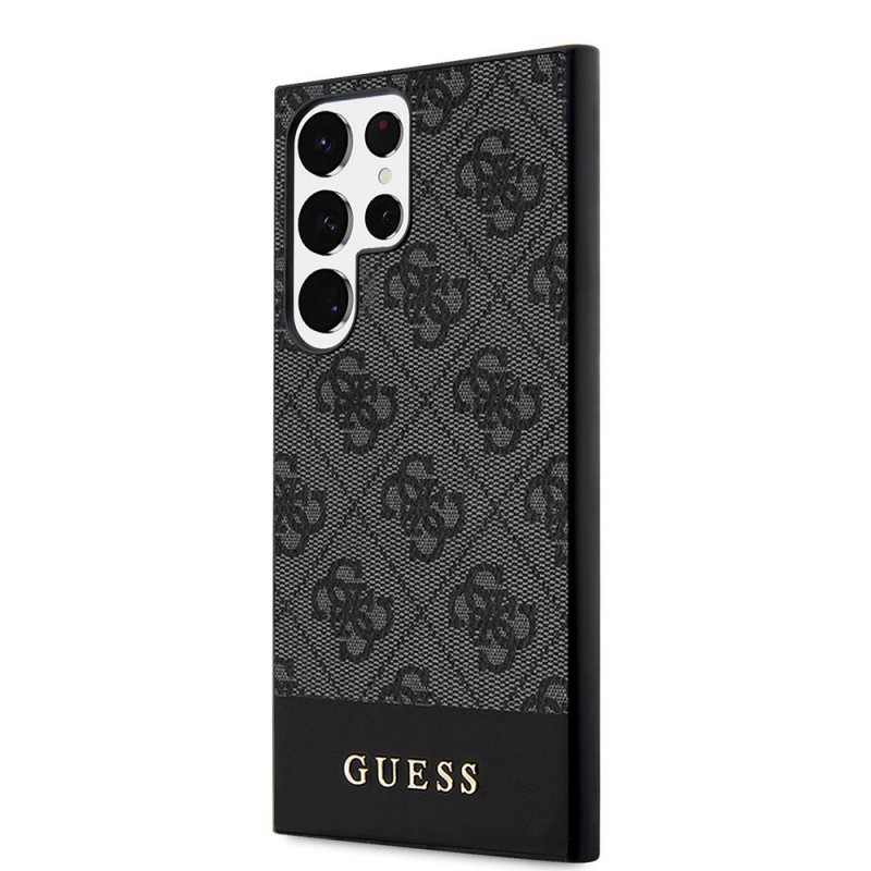 Galaxy S24 Ultra Kılıf Guess Orjinal Lisanslı PU Deri Şerit Logo Dizaynlı Kapak