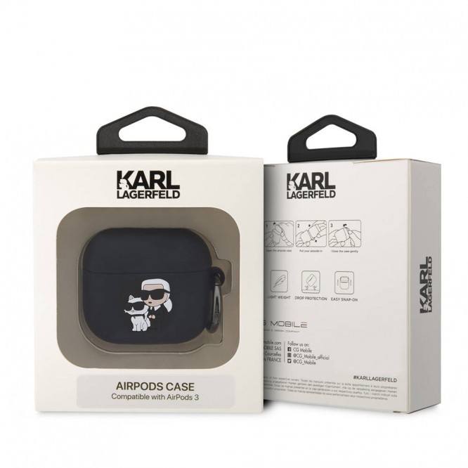 Apple Airpods 3. Nesil Kılıf Karl Lagerfeld Orjinal Lisanslı Karl & Choupette 3D Silikon Kapak