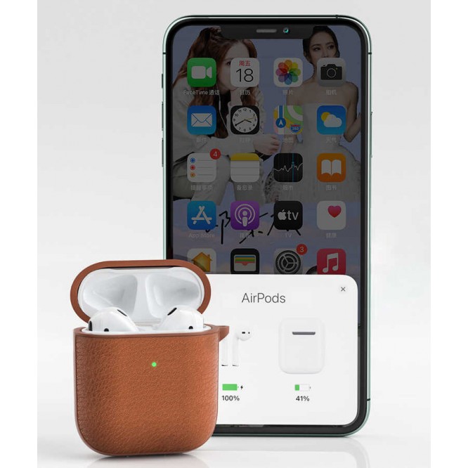 Apple Airpods Kılıf Wiwu Calfskin Kılıf