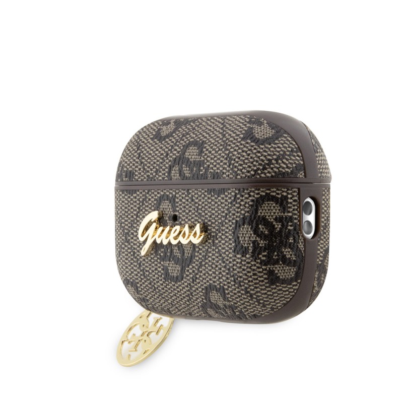 Apple Airpods Pro 2 Kılıf Guess Orjinal Lisanslı 4G Desenli Metal Script Logolu 4G Charm PU Deri Kapak