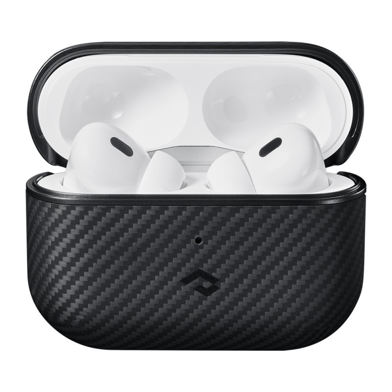 Apple Airpods Pro 2 Kılıf Magsafe Şarj Özellikli 600D Aramid Fiber Pitaka Classic Serisi Black-Grey Twill Kılıf