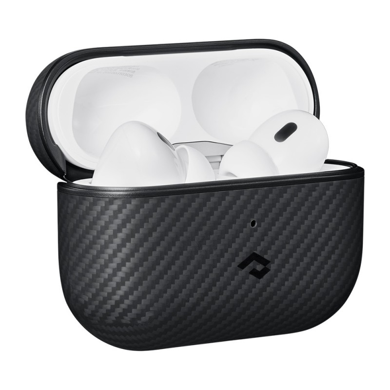 Apple Airpods Pro 2 Kılıf Magsafe Şarj Özellikli 600D Aramid Fiber Pitaka Classic Serisi Black-Grey Twill Kılıf