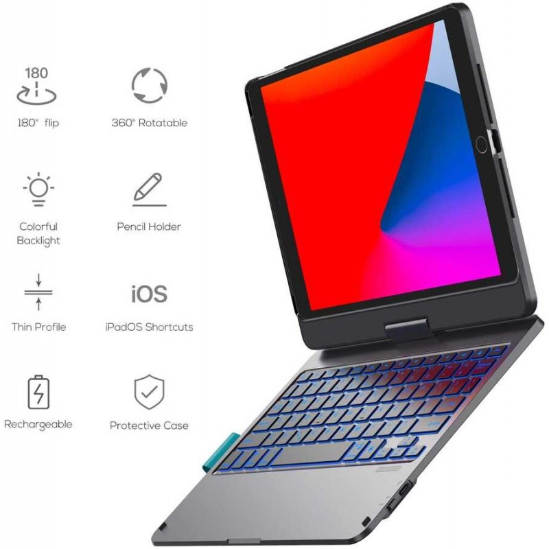 Apple iPad Air 10.9 2022 (5.Nesil) Wiwu Waltz Rotating Keyboard Kablosuz Dönebilen Klavye