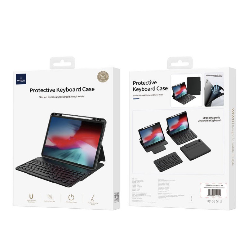 Apple iPad Pro 11 2024 Wiwu Protective Gizli Kalem Bölmeli Klavyeli Kılıf