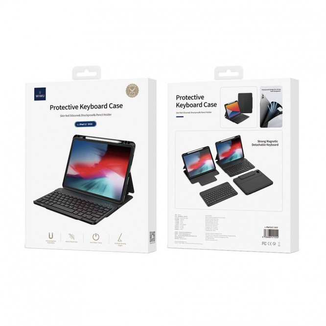 Apple iPad Pro 13 2024 Wiwu Protective Gizli Kalem Bölmeli Klavyeli Kılıf