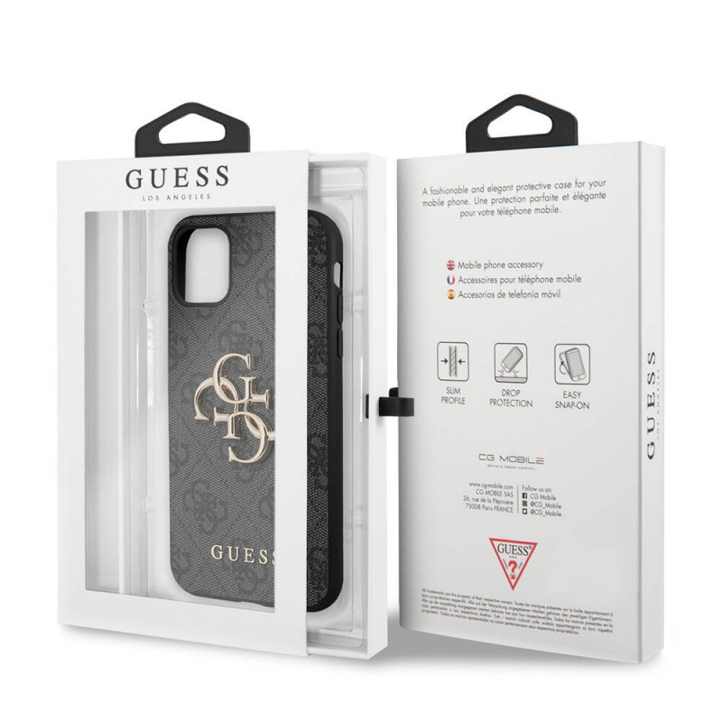 Apple iPhone 11 Kılıf Guess PU Deri Büyük Metal Logo Dizaynlı Kapak