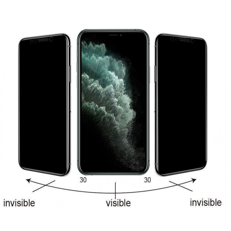 Apple iPhone 11 Pro Max Zore Kolay Uygulama Aparatlı 5D Magic Privacy Glass Hayalet Cam Ekran Koruyucu