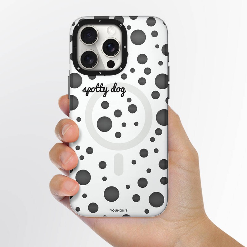 Apple iPhone 13 Pro Kılıf Magsafe Şarj Özellikli Polka Dot Desenli Youngkit Spots Serisi Kapak