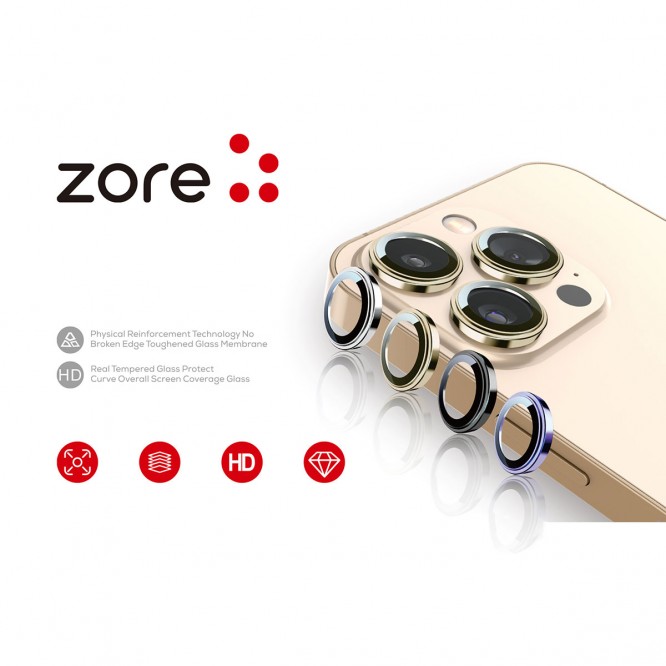 Apple iPhone 13 Pro Max Zore CL-12 Premium Safir Parmak İzi Bırakmayan Anti-Reflective Kamera Lens Koruyucu