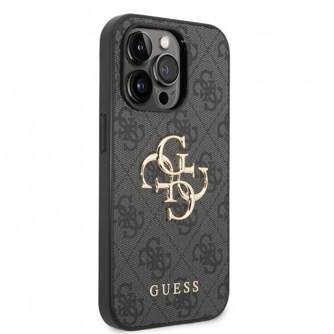 Apple iPhone 14 Pro Kılıf Guess PU Deri Büyük Metal Logo Dizaynlı Kapak