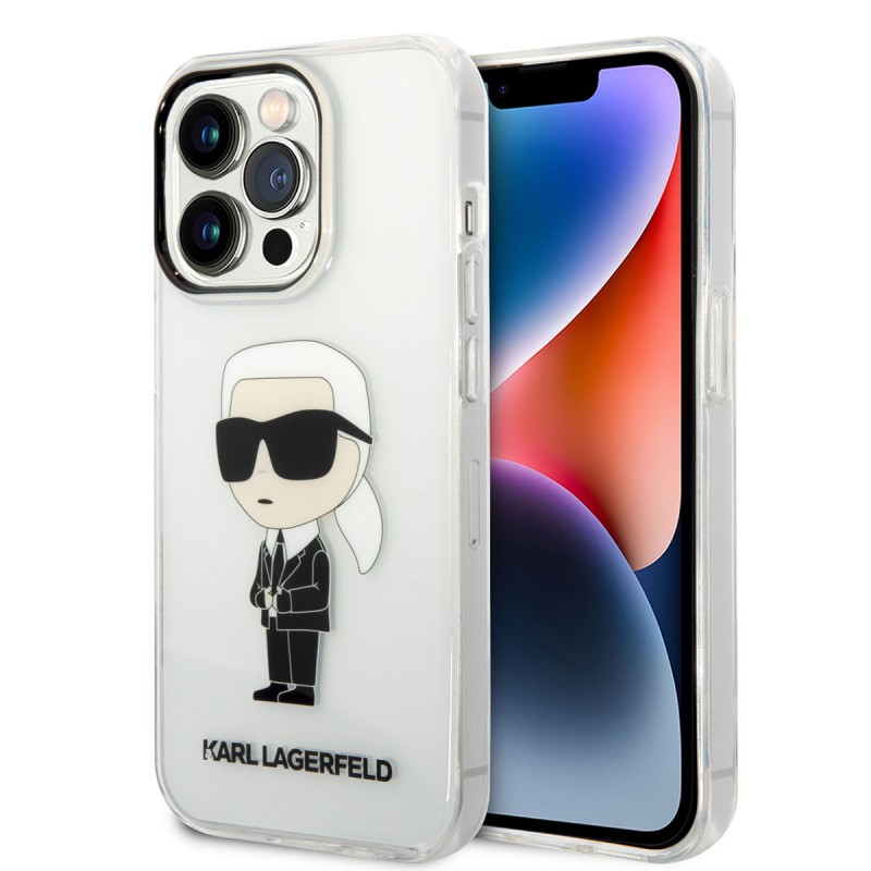 Apple iPhone 14 Pro Max Kılıf Karl Lagerfeld Transparan İkonik Karl Dizayn Kapak