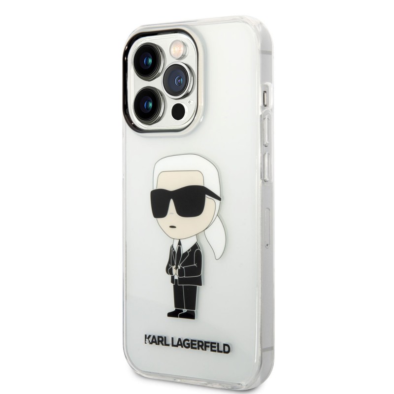 Apple iPhone 14 Pro Max Kılıf Karl Lagerfeld Transparan İkonik Karl Dizayn Kapak