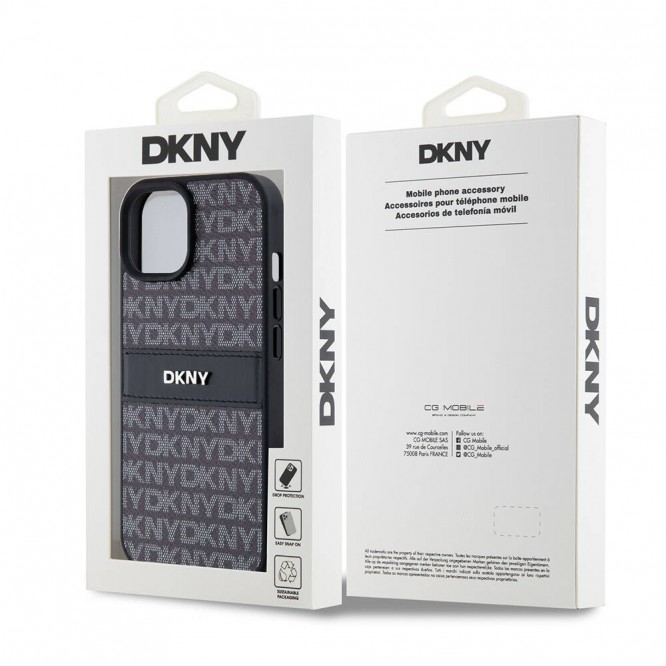 Apple iPhone 15 Kılıf DKNY Orjinal Lisanslı 3D Yazılı Repeat Texture Pattern Kapak