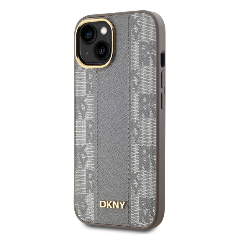 Apple iPhone 15 Kılıf DKNY Orjinal Lisanslı MagSafe Şarj Özellikli 3D Yazılı Checkered Pattern Kapak