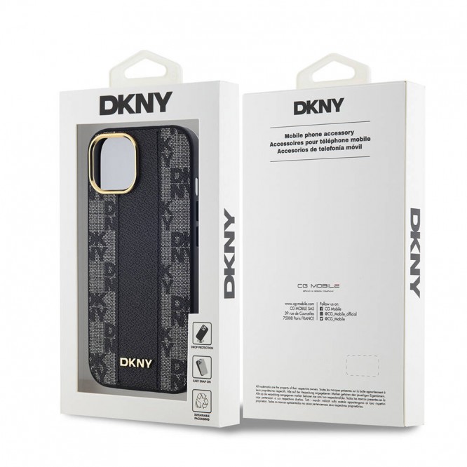 Apple iPhone 15 Kılıf DKNY Orjinal Lisanslı MagSafe Şarj Özellikli 3D Yazılı Checkered Pattern Kapak