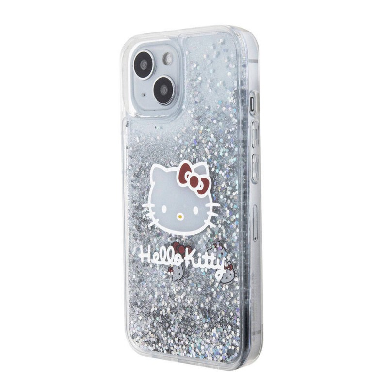 Apple iPhone 15 Kılıf Hello Kitty Orjinal Lisanslı İkonik Sıvılı Glitter Kapak