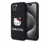 Apple iPhone 15 Kılıf Hello Kitty Orjinal Lisanslı Yazı ve İkonik Logolu 3D Rubber Kitty Head Kapak