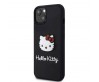 Apple iPhone 15 Kılıf Hello Kitty Orjinal Lisanslı Yazı ve İkonik Logolu 3D Rubber Kitty Head Kapak