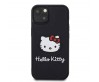 Apple iPhone 15 Kılıf Hello Kitty Orjinal Lisanslı Yazı ve İkonik Logolu 3D Rubber Kitty Head Kapak