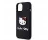 Apple iPhone 15 Kılıf Hello Kitty Orjinal Lisanslı Yazı ve İkonik Logolu 3D Rubber Kitty Head Kapak