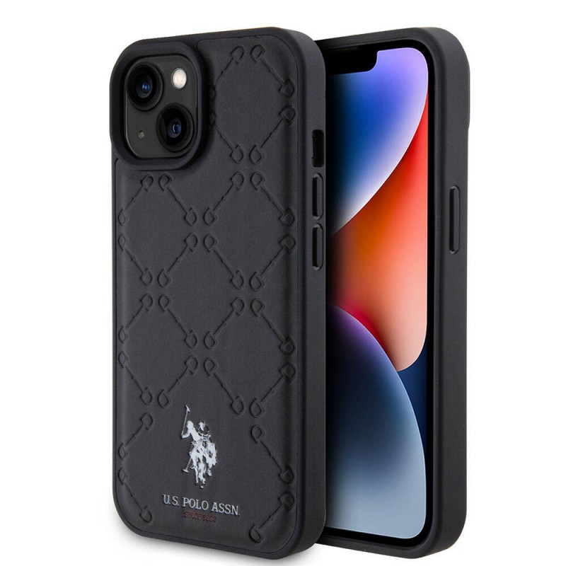 Apple iPhone 15 Kılıf U.S. Polo Assn. Orjinal Lisanslı HS Desenli Baskı Logolu Suni Deri Kapak