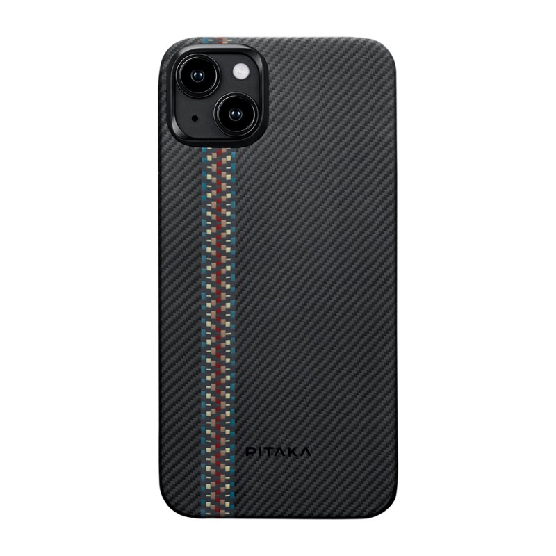 Apple iPhone 15 Plus Kılıf Magsafe Şarj Özellikli 600D Aramid Fiber Pitaka Tactile Woven Orchestra Serisi Rhapsody Kapak