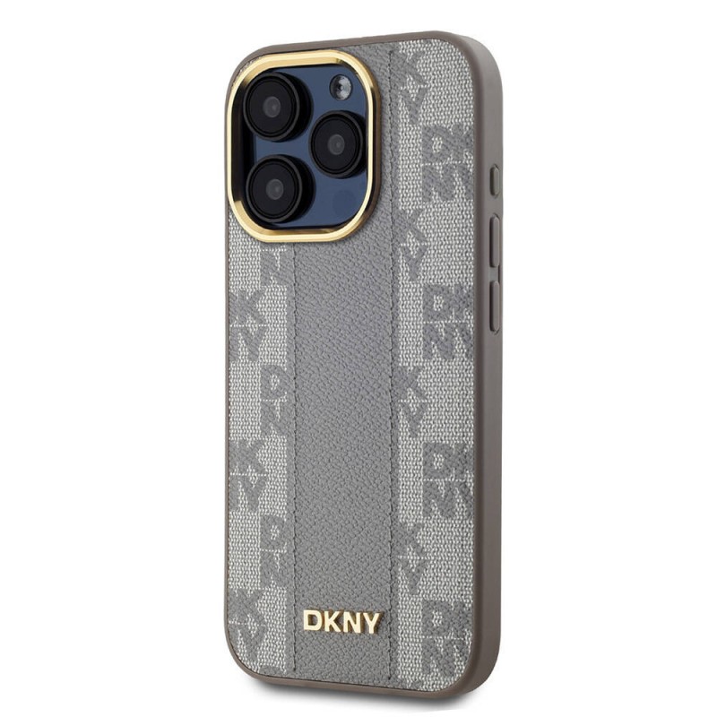 Apple iPhone 15 Pro Kılıf DKNY Orjinal Lisanslı Magsafe Şarj Özellikli 3D Yazılı Checkered Pattern Kapak