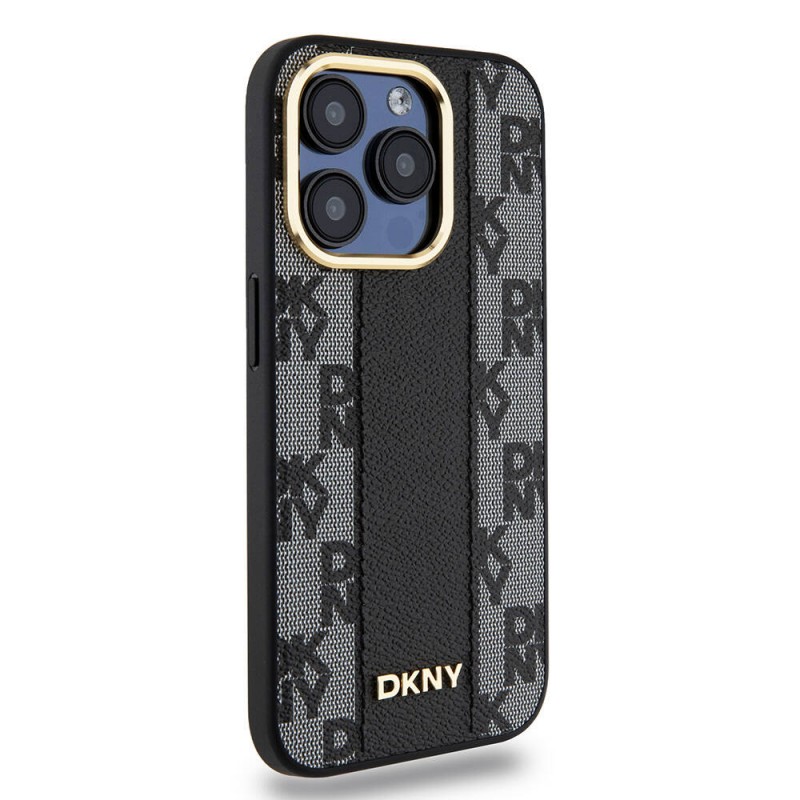 Apple iPhone 15 Pro Kılıf DKNY Orjinal Lisanslı Magsafe Şarj Özellikli 3D Yazılı Checkered Pattern Kapak