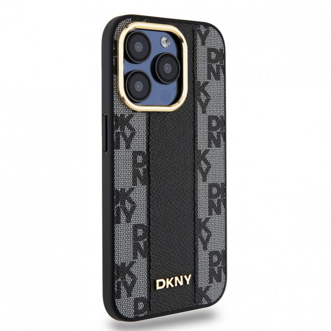 Apple iPhone 15 Pro Kılıf DKNY Orjinal Lisanslı Magsafe Şarj Özellikli 3D Yazılı Checkered Pattern Kapak