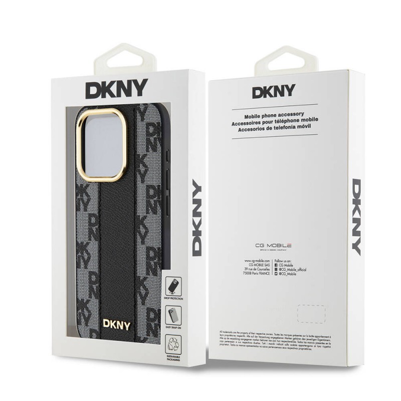 Apple iPhone 15 Pro Kılıf DKNY Orjinal Lisanslı Magsafe Şarj Özellikli 3D Yazılı Checkered Pattern Kapak