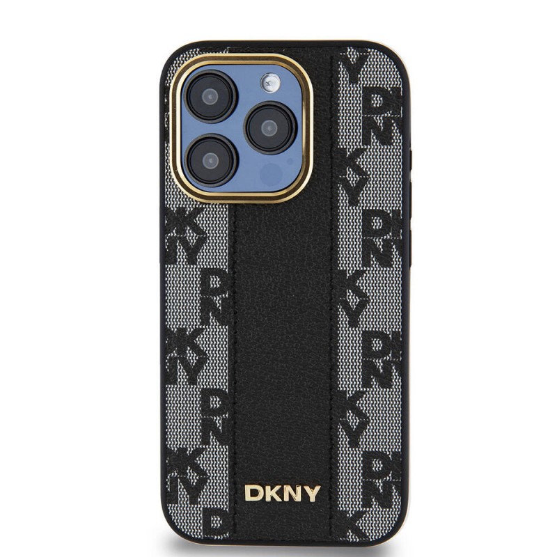 Apple iPhone 15 Pro Kılıf DKNY Orjinal Lisanslı Magsafe Şarj Özellikli 3D Yazılı Checkered Pattern Kapak