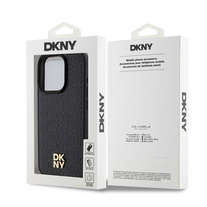 Apple iPhone 15 Pro Kılıf DKNY Orjinal Lisanslı Magsafe Şarj Özellikli 3D Yazılı Repeat Pattern Kapak