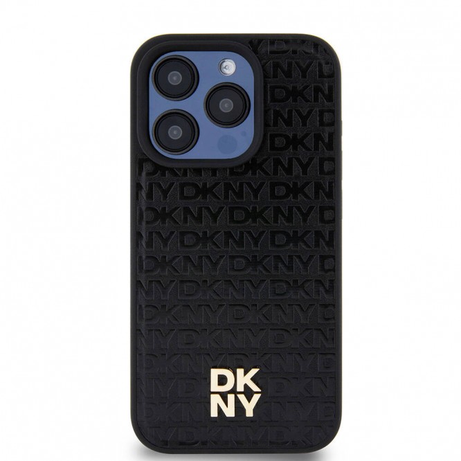 Apple iPhone 15 Pro Kılıf DKNY Orjinal Lisanslı Magsafe Şarj Özellikli 3D Yazılı Repeat Pattern Kapak