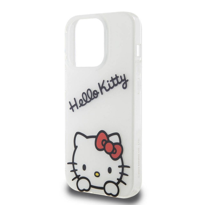 Apple iPhone 15 Pro Kılıf Hello Kitty Orjinal Lisanslı Askılı Yazı ve İkonik Logolu Daydreaming Kapak