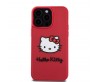 Apple iPhone 15 Pro Kılıf Hello Kitty Orjinal Lisanslı Yazı ve İkonik Logolu 3D Rubber Kitty Head Kapak