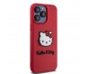 Apple iPhone 15 Pro Kılıf Hello Kitty Orjinal Lisanslı Yazı ve İkonik Logolu 3D Rubber Kitty Head Kapak