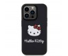 Apple iPhone 15 Pro Kılıf Hello Kitty Orjinal Lisanslı Yazı ve İkonik Logolu 3D Rubber Kitty Head Kapak