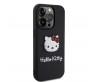 Apple iPhone 15 Pro Kılıf Hello Kitty Orjinal Lisanslı Yazı ve İkonik Logolu 3D Rubber Kitty Head Kapak