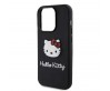 Apple iPhone 15 Pro Kılıf Hello Kitty Orjinal Lisanslı Yazı ve İkonik Logolu 3D Rubber Kitty Head Kapak